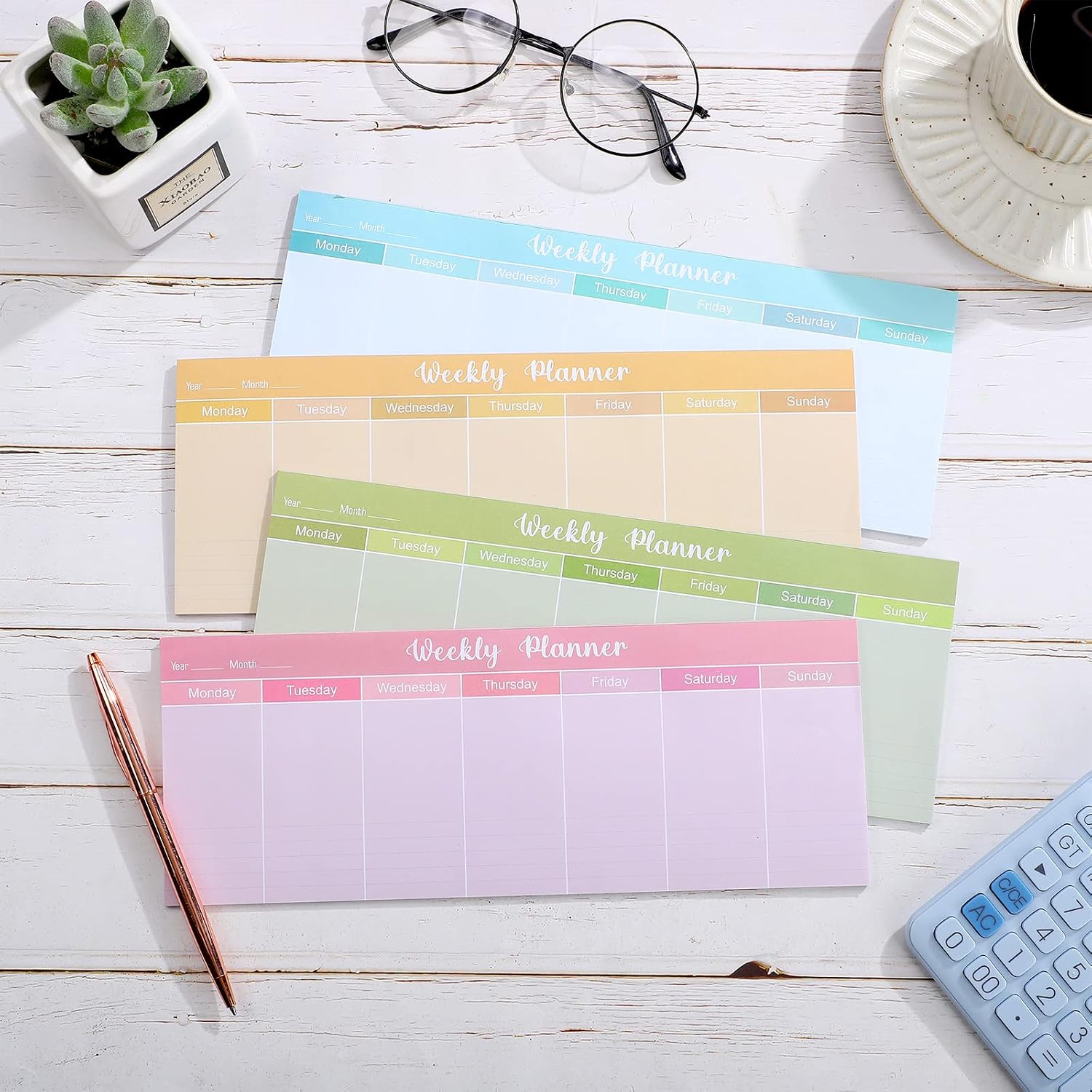 120 Sheets Weekly Planner Notepad Tear off Weekly Calendar Pad to Do List Sticky Notepad Desk Schedule Planner for