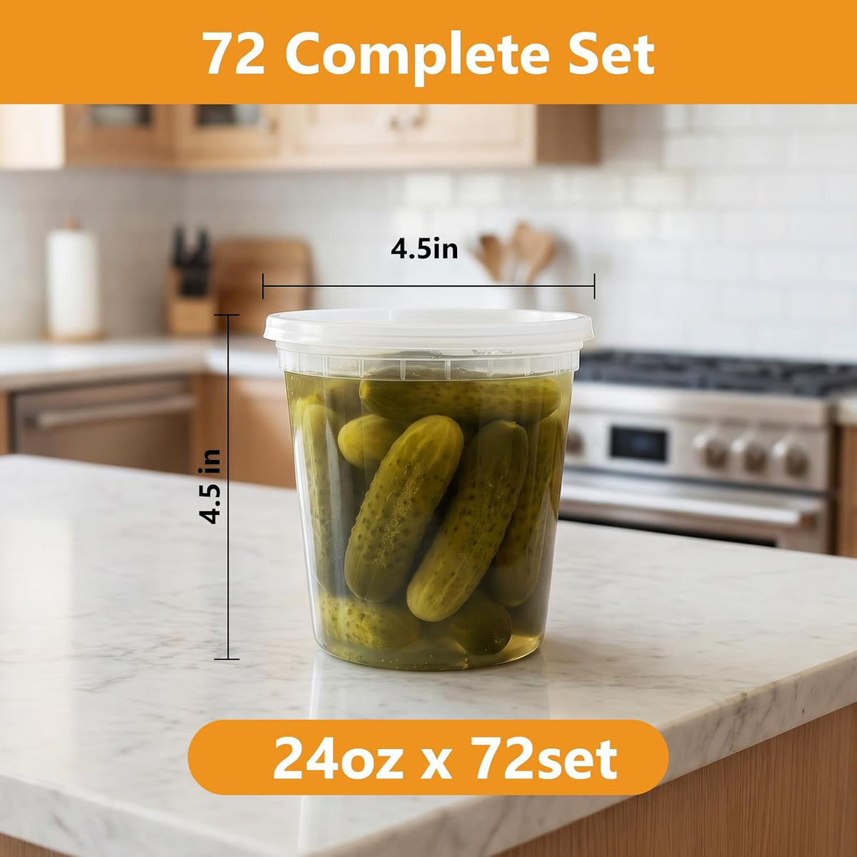 72 Sets (144-Piece) Deli Containers with Lids,24oz X 72 Set Each