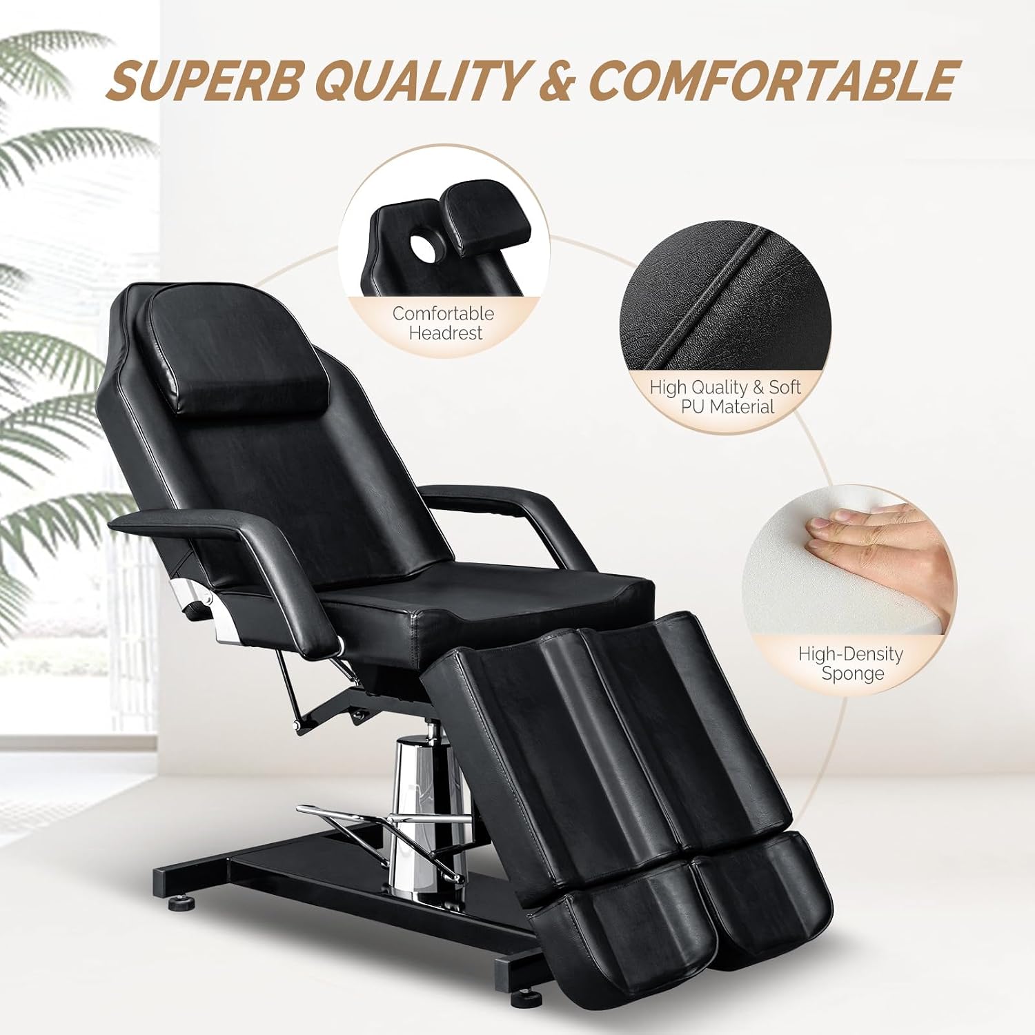 Professional Tattoo Chair, Lash Chair Massage Table, Facial Bed with 2 Adjustable Split Legs, Esthetician Bed Table