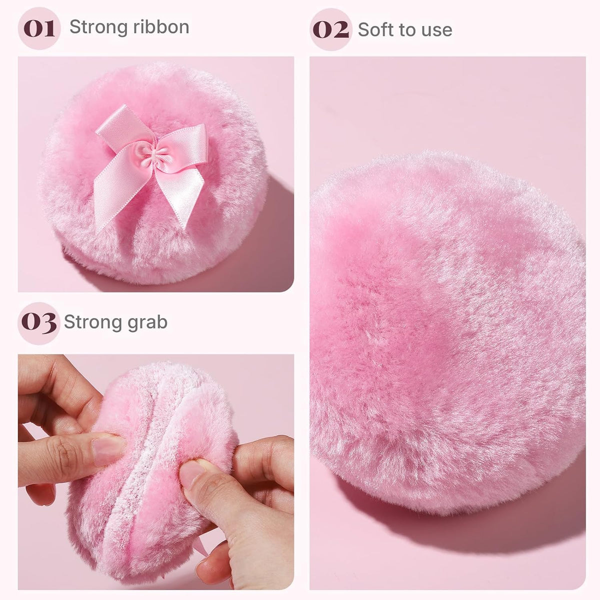 4pcs Powder Puff Soft Powder Puff and Container, Dusting Powder Container with Puff, Glass Crystal Case for Soft