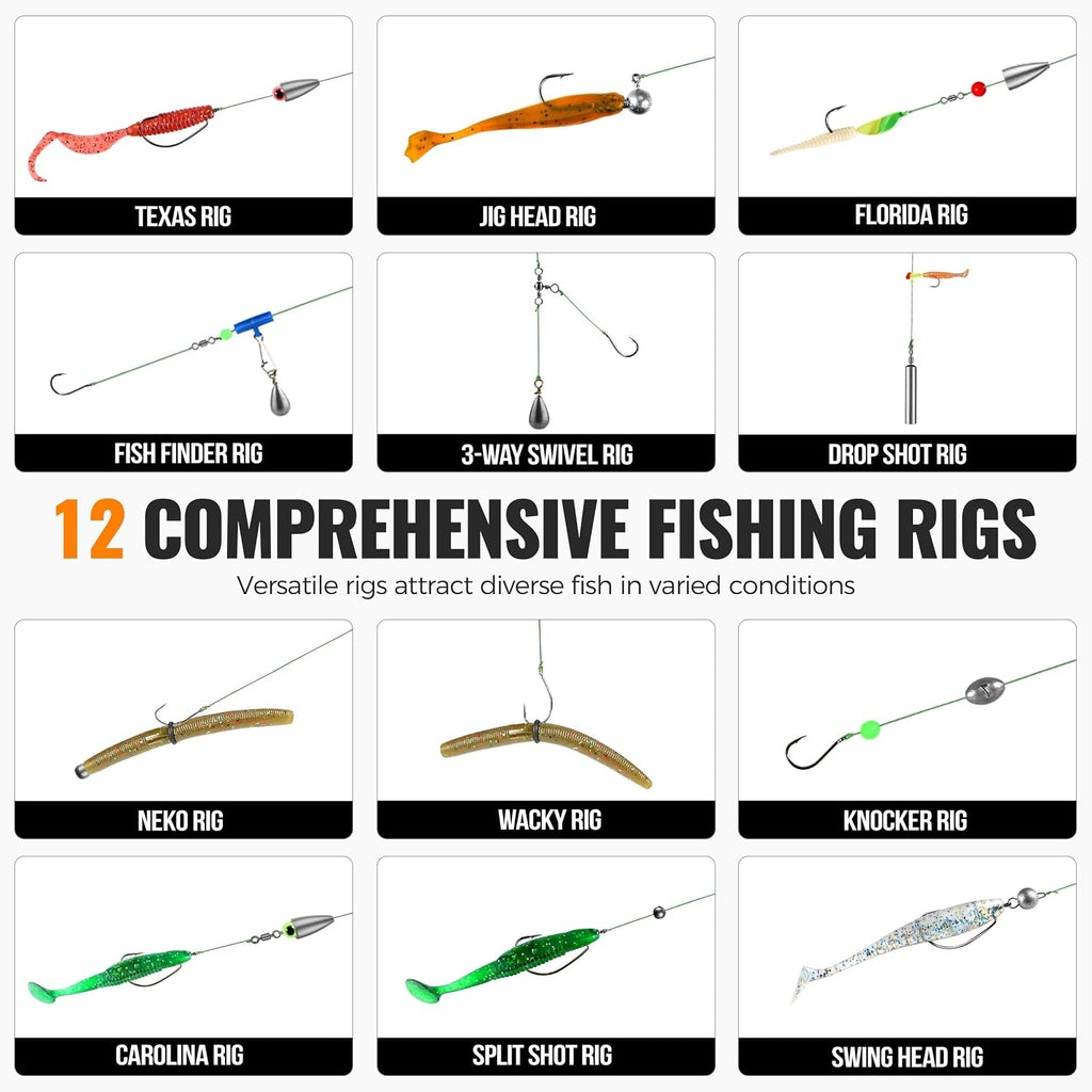 264/397pcs Fishing Accessories Kit, Organized Fishing Tackle Box with Tackle Included, Fishing Hooks, Fishing Weights