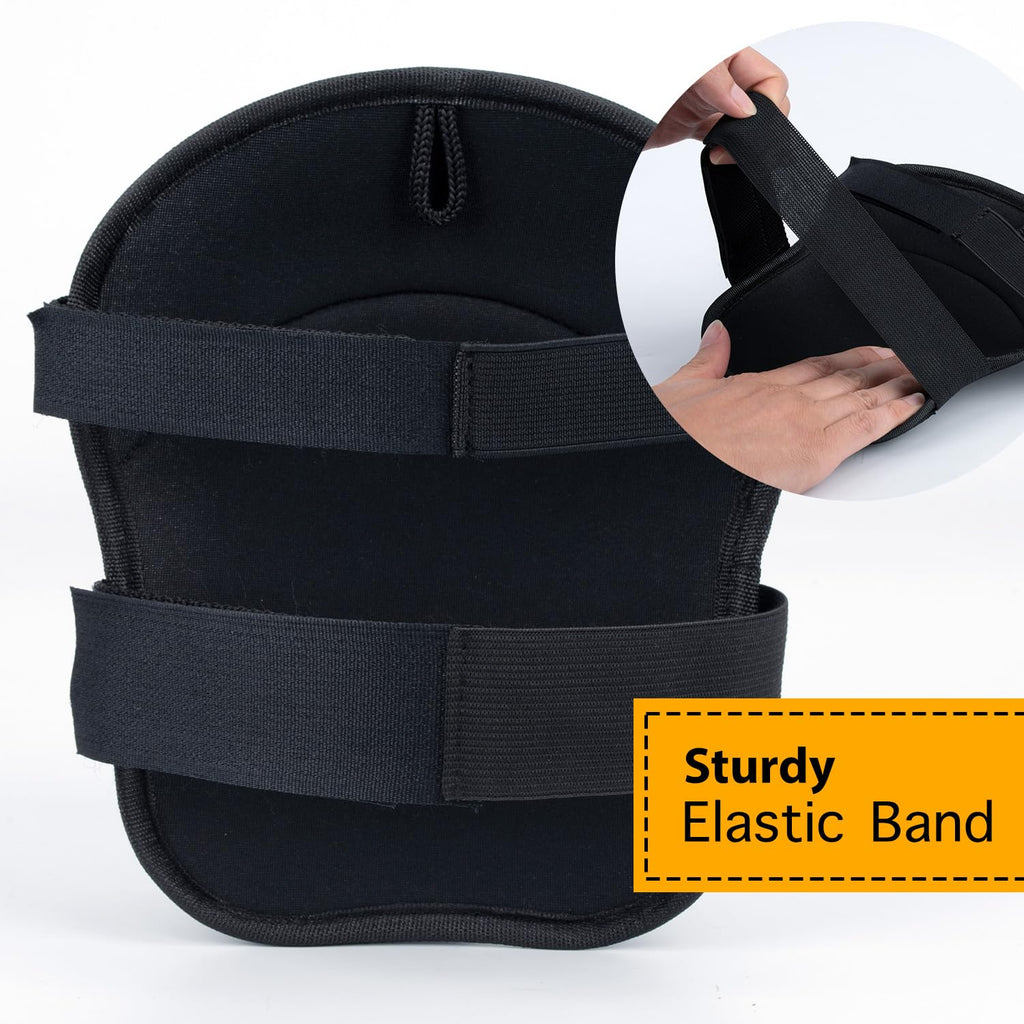 Heavy Duty Knee Pads, Professional Work Gear for Man, Black Fabric, Adjustable Straps