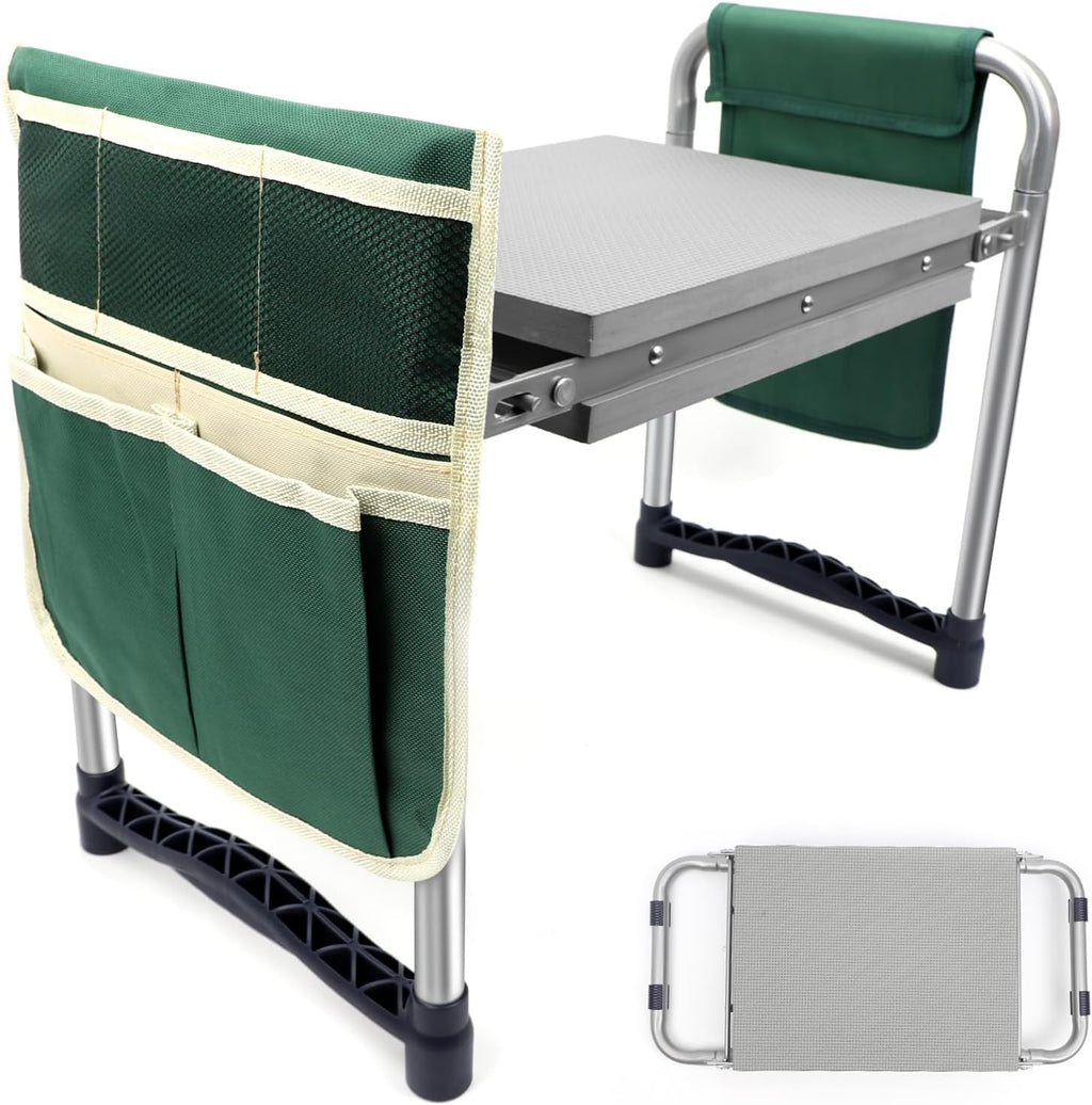 Garden Kneeler and Seat with 11.5" Wide Pad, Foldable Garden Stool with 2 Tool Bags, Heavy Duty Garden Kneeler for