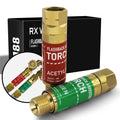 Oxygen Acetylene Torch Flashback Arrestors Set, Torch End - Standard "B" 9/16-18UNF Threads Size