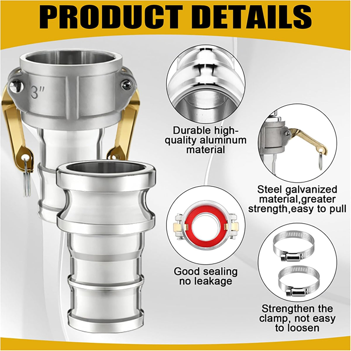 4 Set 3 Inch Camlock Fittings Type C&E