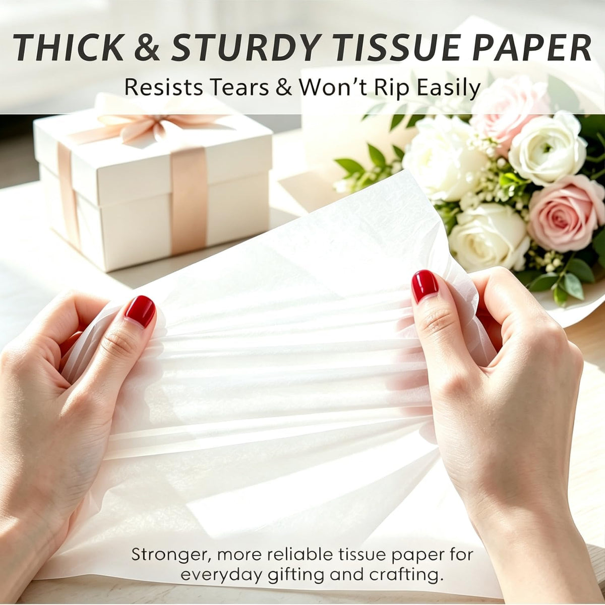 White Tissue Paper, 60 Sheets, 26 x 20 Inches, Gift Bags & Wrapping