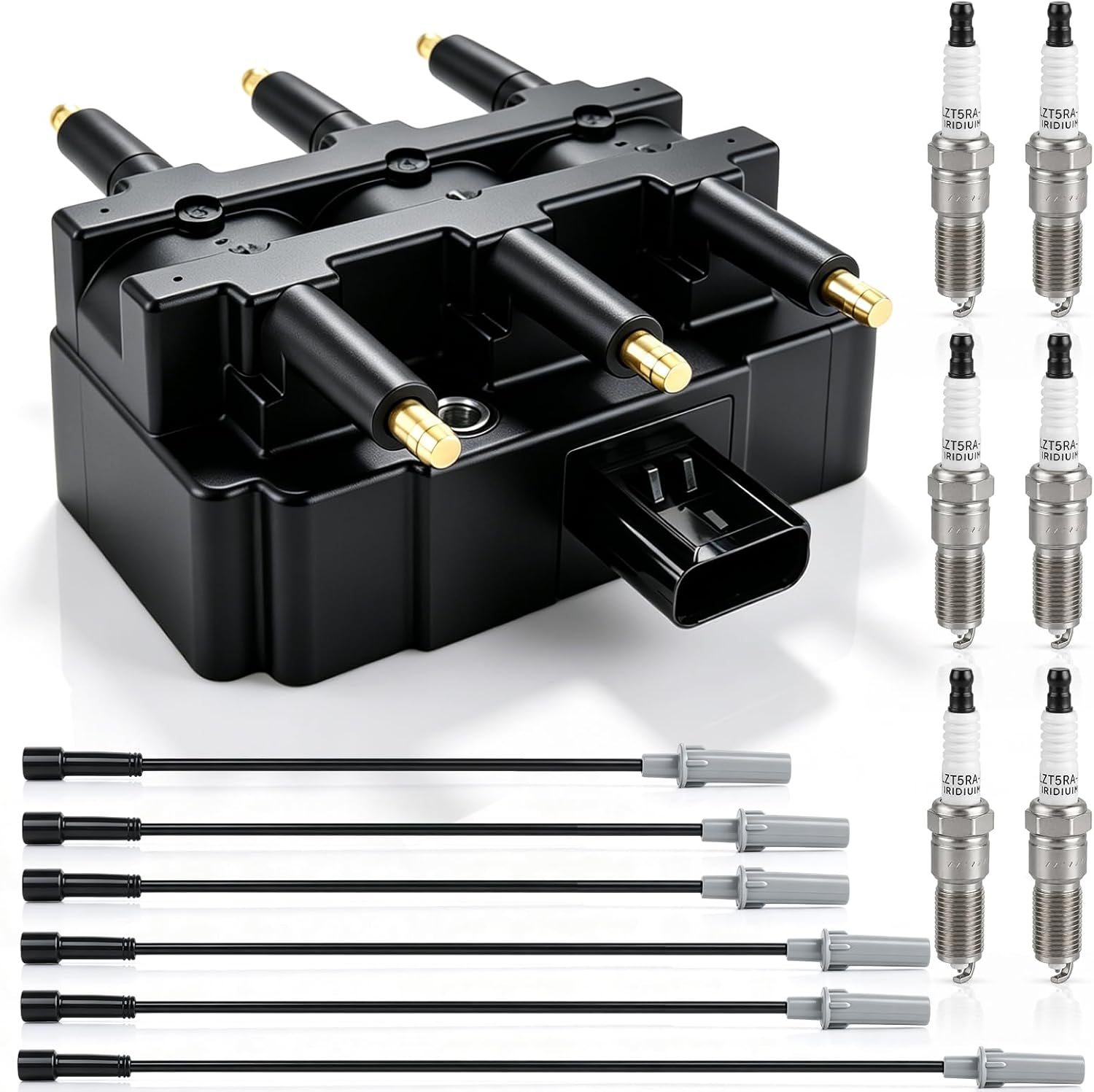UF305 Ignition Coil XP5263 Iridium-Platinum Spark Plug Wire Set Fit for Chrysler Pacifica 2005-2008 Town & Country