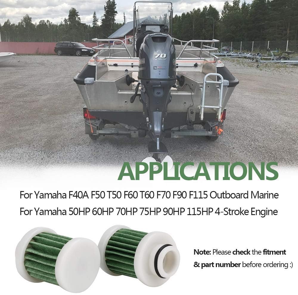 2PCS Primary Fuel Filter Element Compatible with Yamaha # 6D8-WS24A-00-00