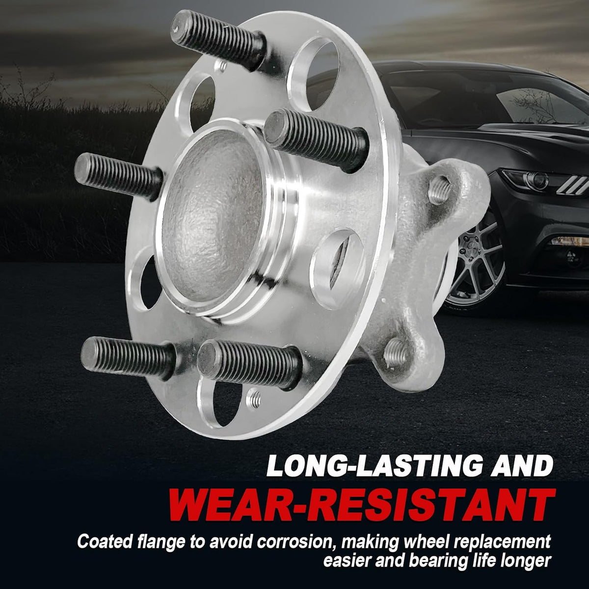 Pair 512256 Rear Wheel Bearing Hub Assembly Compatible with Honda Civic EX 1.8L 2006-2011, Civic EX-L 1.8L 2009-2010, Civic Si 2.0L 2006-2011, FWD Model Only, 5 Lugs