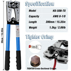 Tivorex Battery Cable Crimper for AWG 8-1/0 Copper Lugs, Ring Terminals