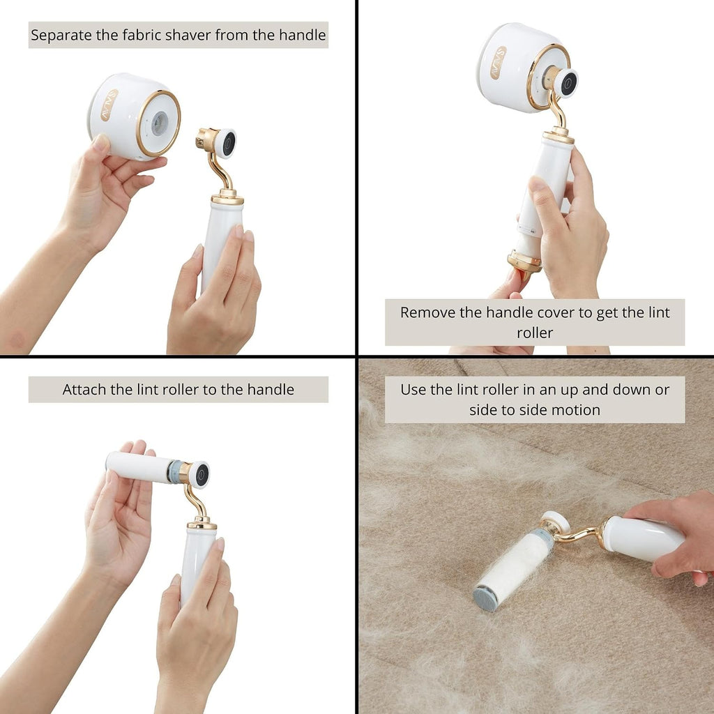 Retro Edition Rechargeable Fabric Shaver and Lint Roller with 6-Blade System Removes Fuzz and Piling on Fabrics, with
