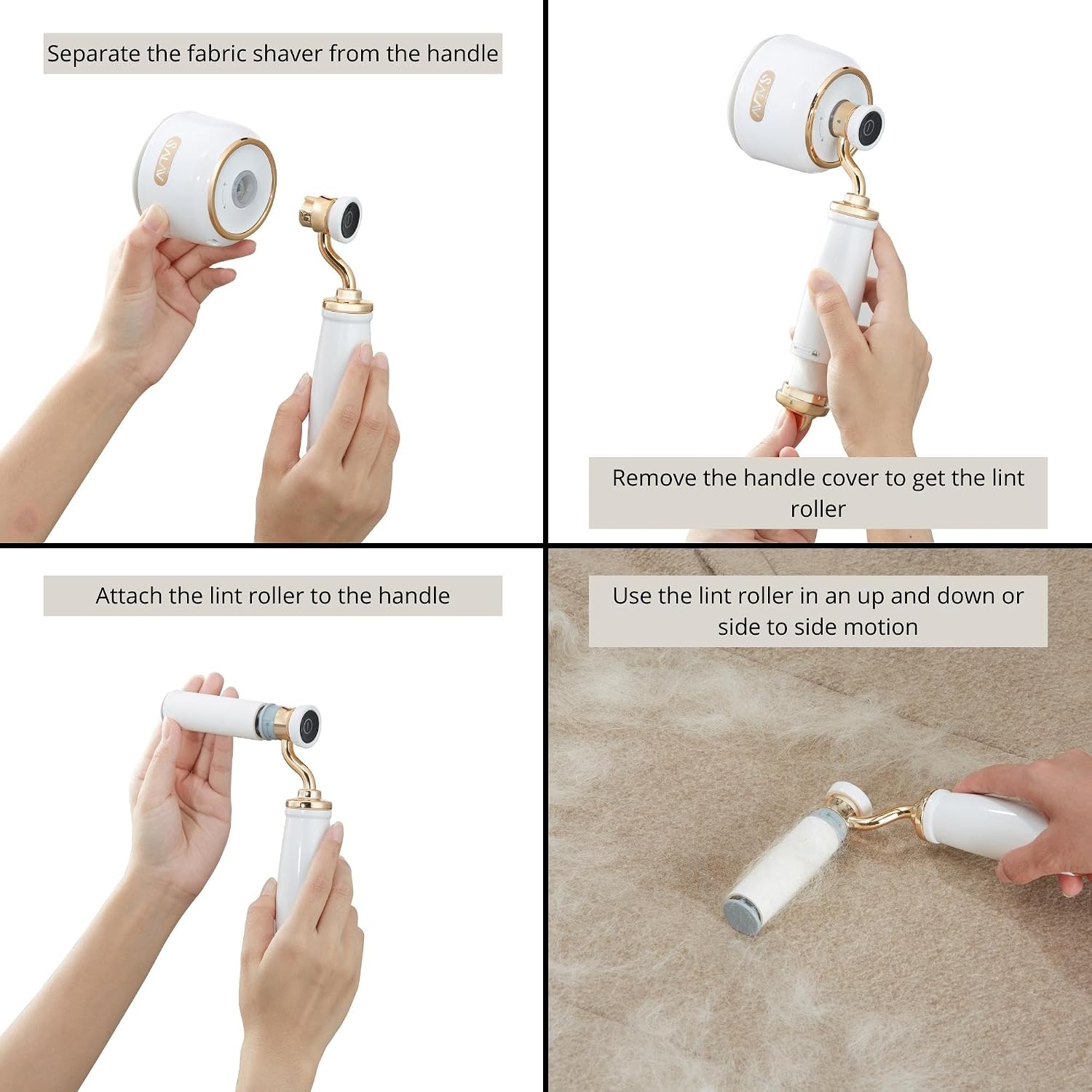 Retro Edition Rechargeable Fabric Shaver and Lint Roller with 6-Blade System Removes Fuzz and Piling on Fabrics, with