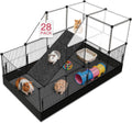 28 Panels Guinea Pig Cages, 48" x 24" x 28" Small Animal Playpen | Portable Metal Rabbit Bunny Cage with Waterproof