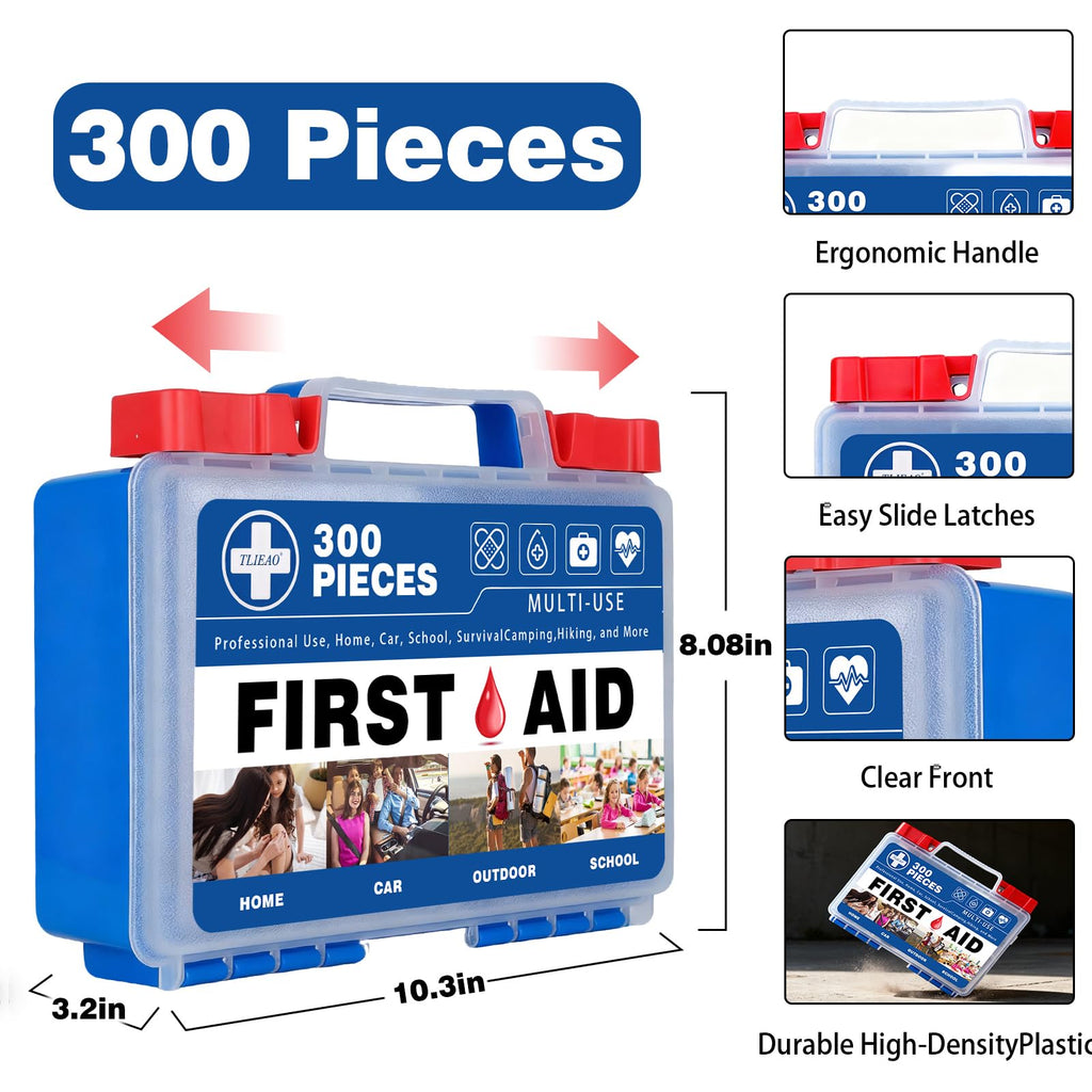300 Piece Professional First Aid Kit, Navy Blue