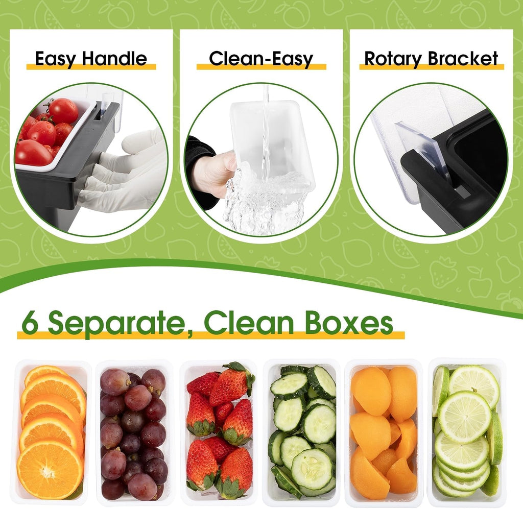 Ice Cooled Condiment Caddy with Lid, 6 Removable Bins