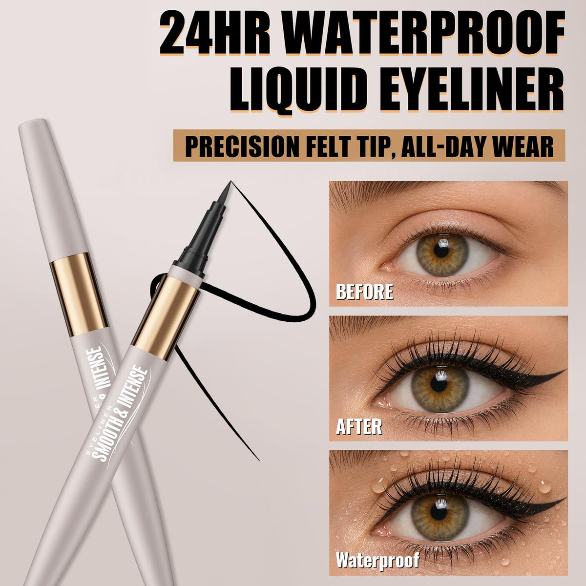 Black Tubing Mascara & Liquid Eyeliner Set for Older Women 60 Plus