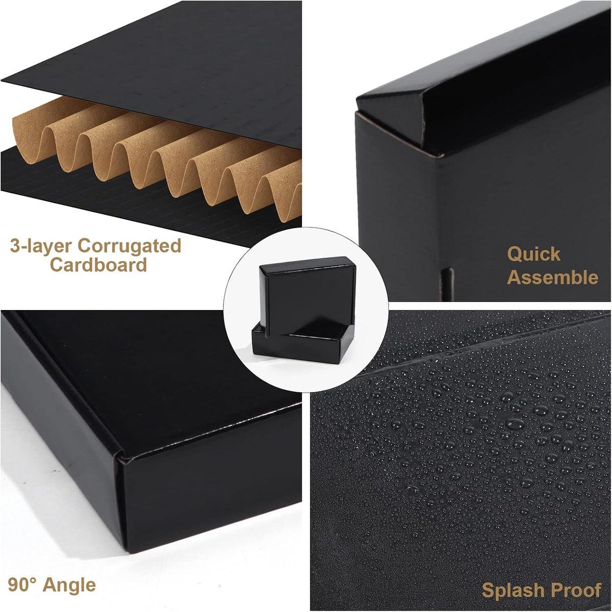11x8x2 Black Shipping Boxes, 20 Packs Corrugated Cardboard Literature Mailer Boxes for Packaging Small Business