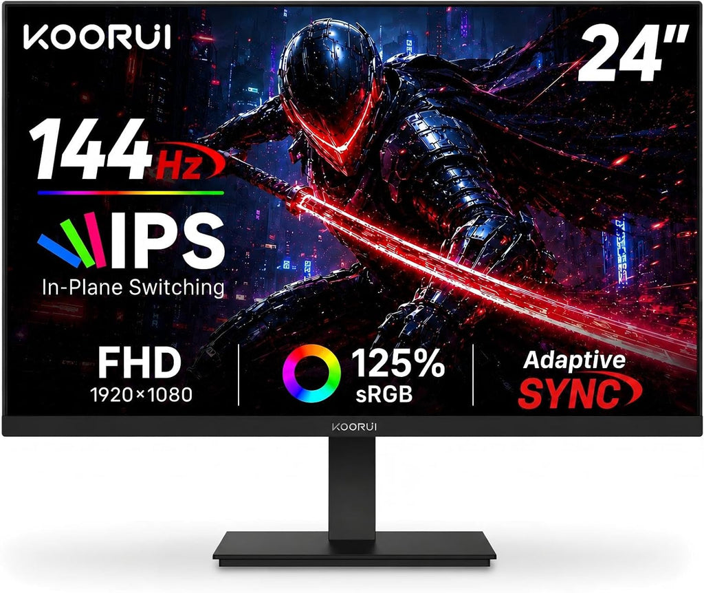 24 Inch Gaming Monitor 144Hz Full HD 1920 x 1080p IPS Ultra-Slim Display with HDMI VGA, Adaptive Sync, 99% SRGB, VESA