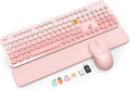 Wireless Keyboard and Mouse Combo, Magnetic Soft-Touch Wrist Rest, Pink | Round Keycaps, Full-Size Typewriter Style