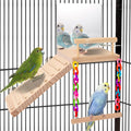 Bird Perch Platform Bird Toys with Bird Mirror Climbing Ladder Swing, Parakeet Cage Accessories - for Cockatiels