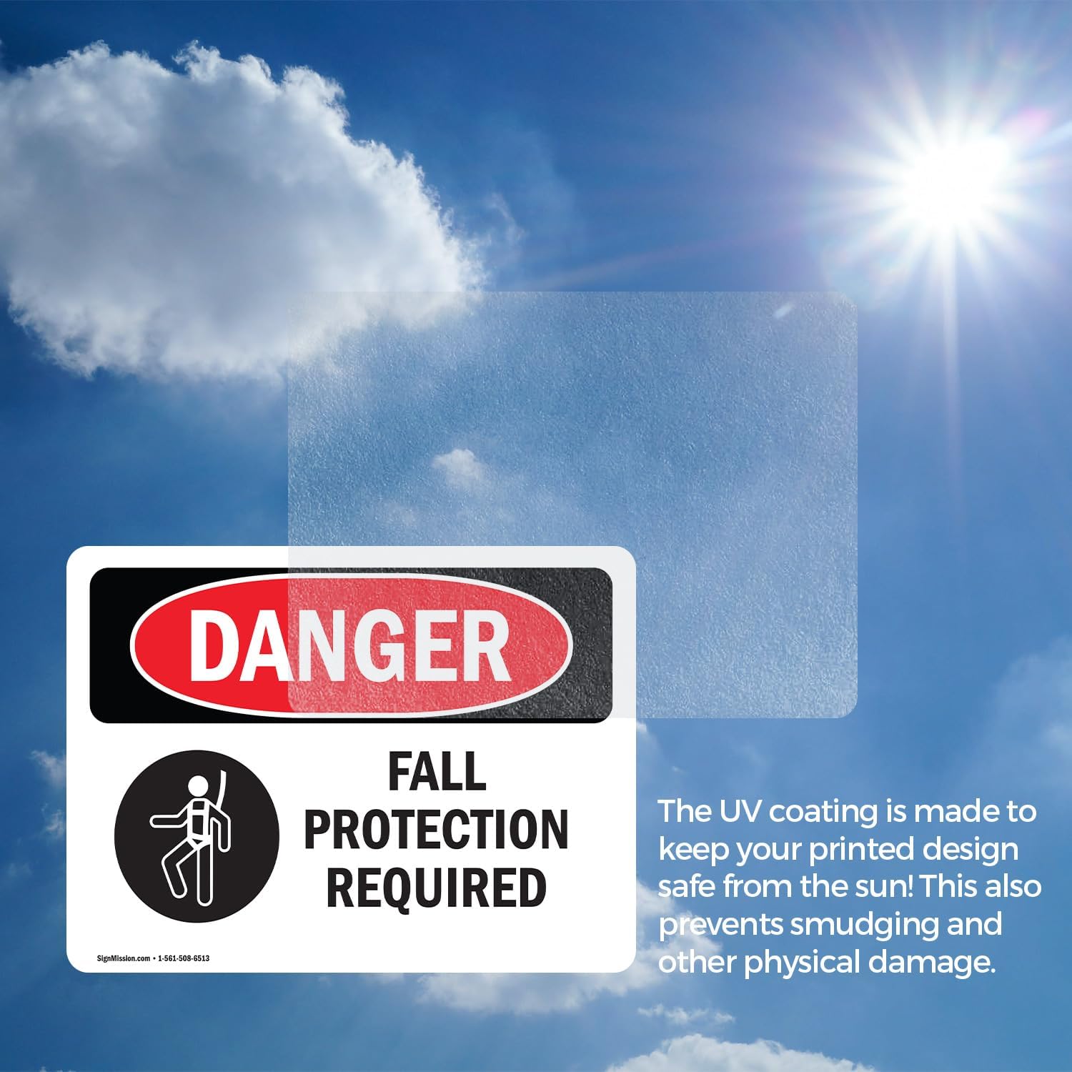 (2 Pack) Fall Protection Required OSHA Danger Sign 5 Inch X 3.5 Inch Vinyl Label Decal Sticker Weather Resistant, UV