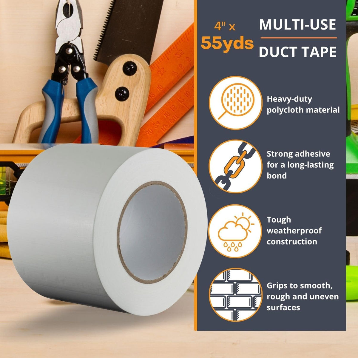 Clear Duct Tape, 4 in x 55 yd (164 ft), Heavy Duty Waterproof Repair
