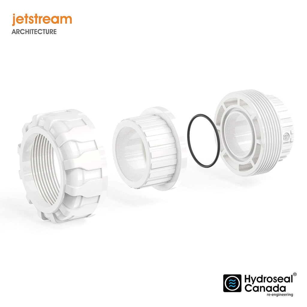 Hydroseal PVC Pipe Fitting, 0.75" Union Jetstream, Pack of 2 Pieces, Schedule 80, White, EPDM O-Ring, Socket x Socket, F1970, SCH80 (3/4")