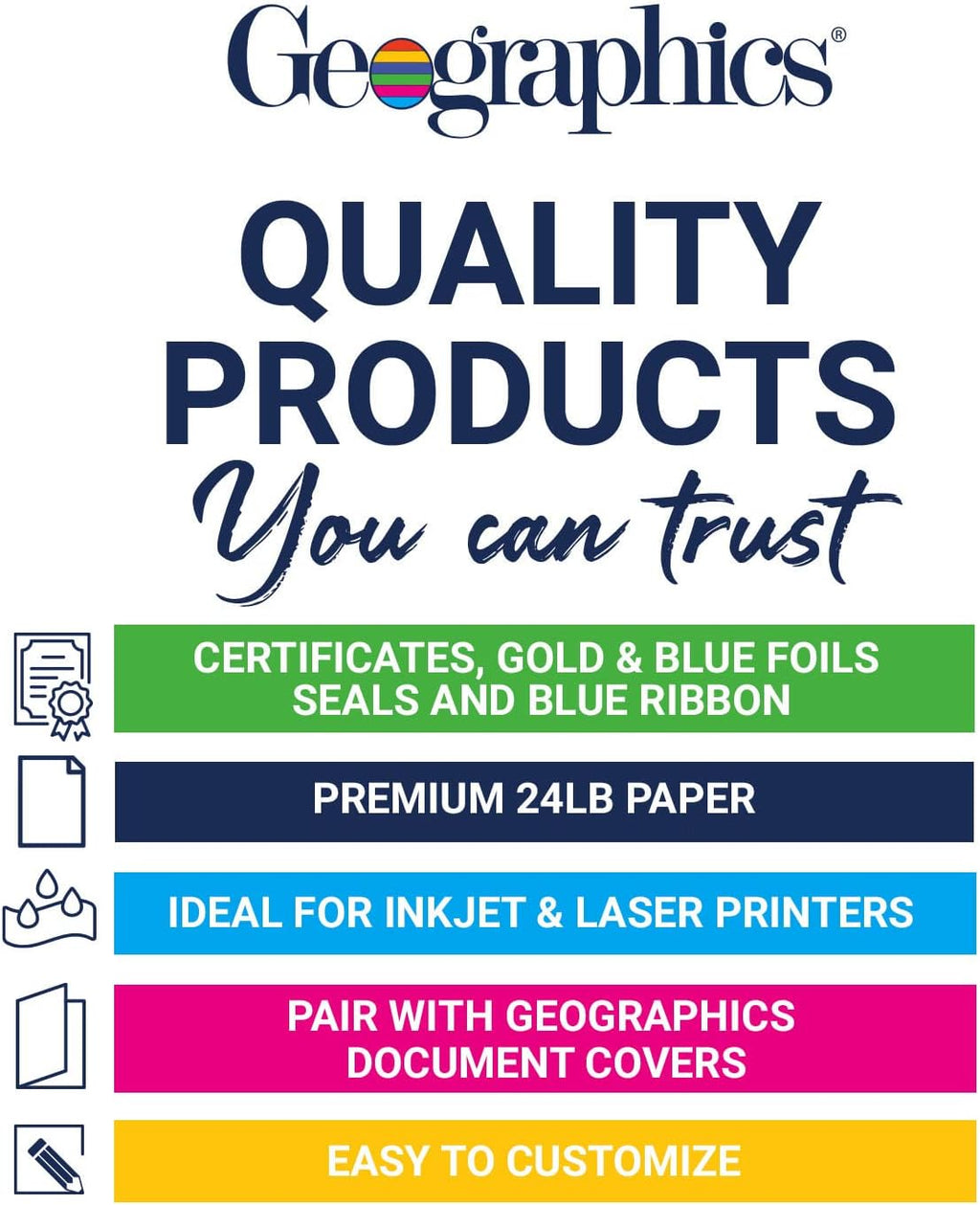 Award Certificate Kit, 8.5 x 11" Blank Certificate Paper, Gold Foil Seals & Blue Ribbon Stickers (Pack of 25)
