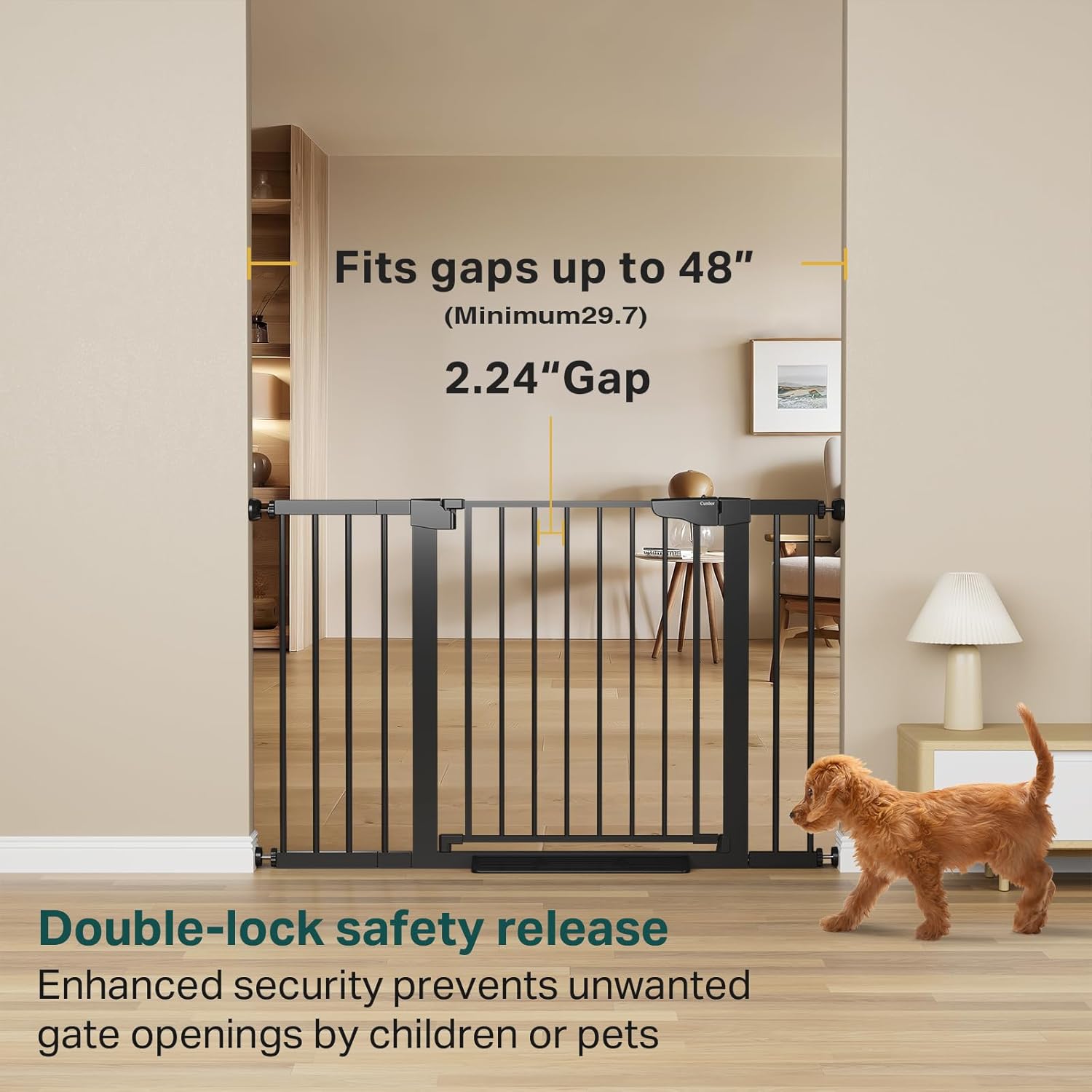 29.7-48" Baby Gate for Stairs, Mom's Choice Awards Winner-Dog Gate for Doorways, Auto Close Safety Pet Gate for Dogs