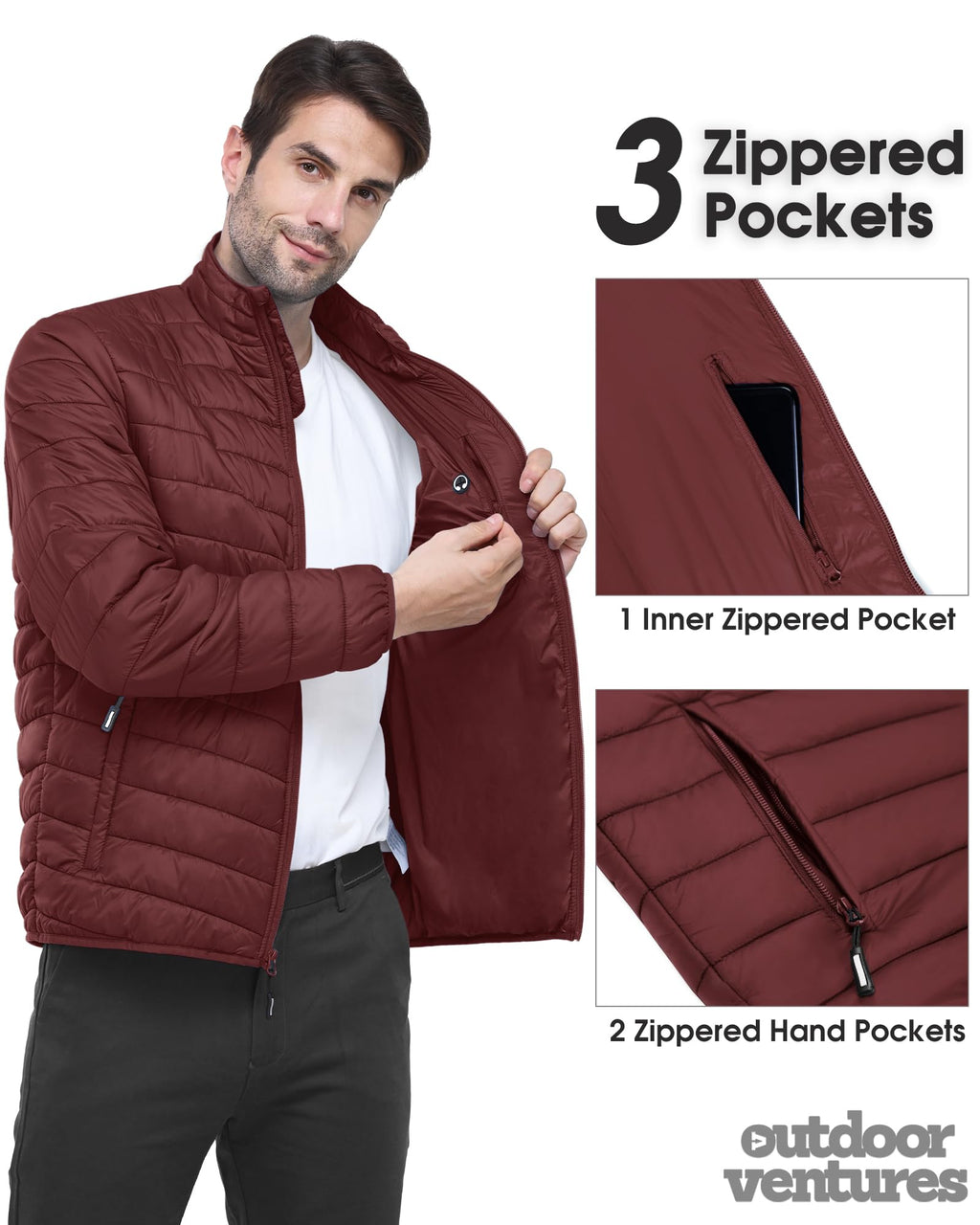 Men's Packable Puffer Jacket Lightweight Winter Puffy Coat