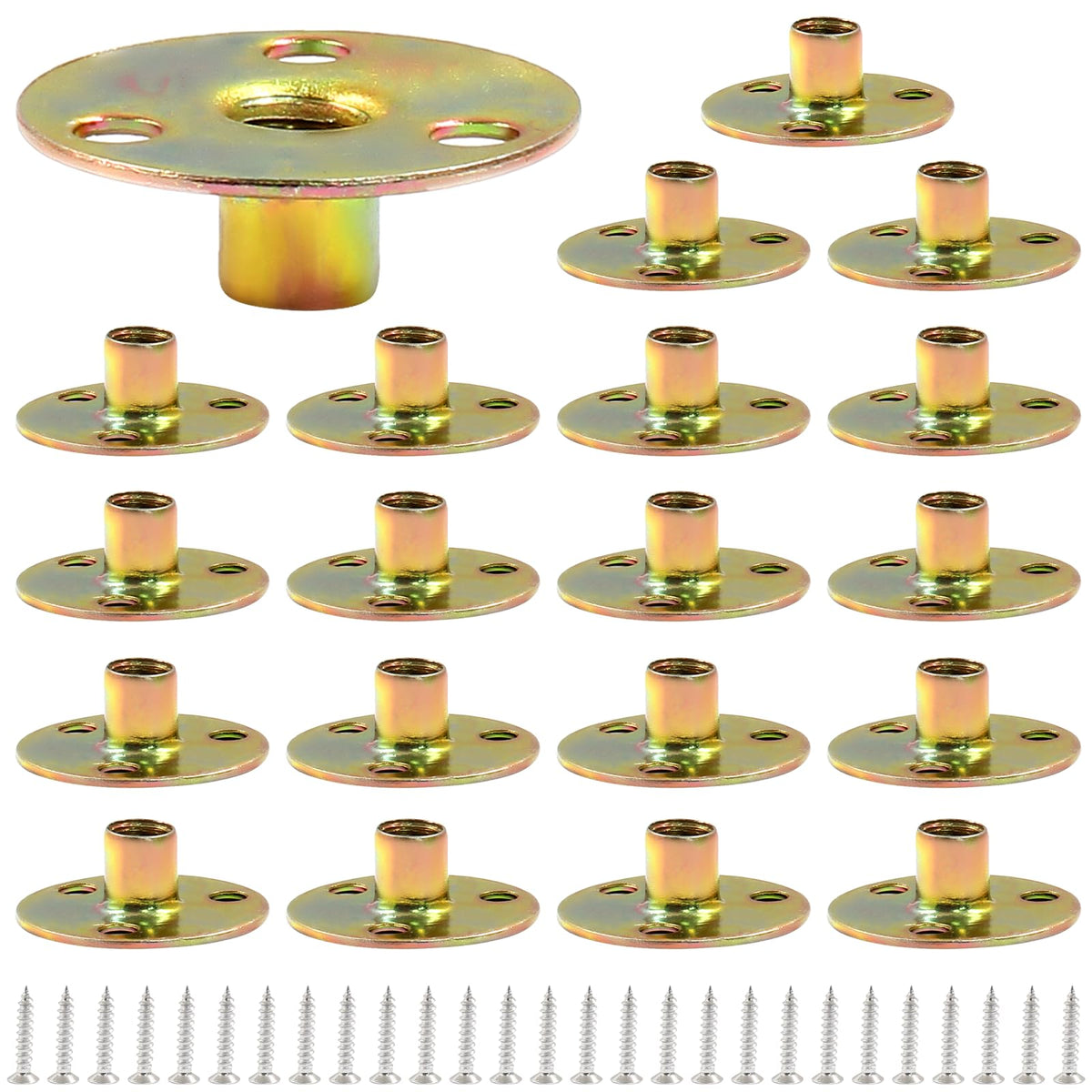 Rierdge 20 Pcs 1/4"-20 Brad Hole T Nut