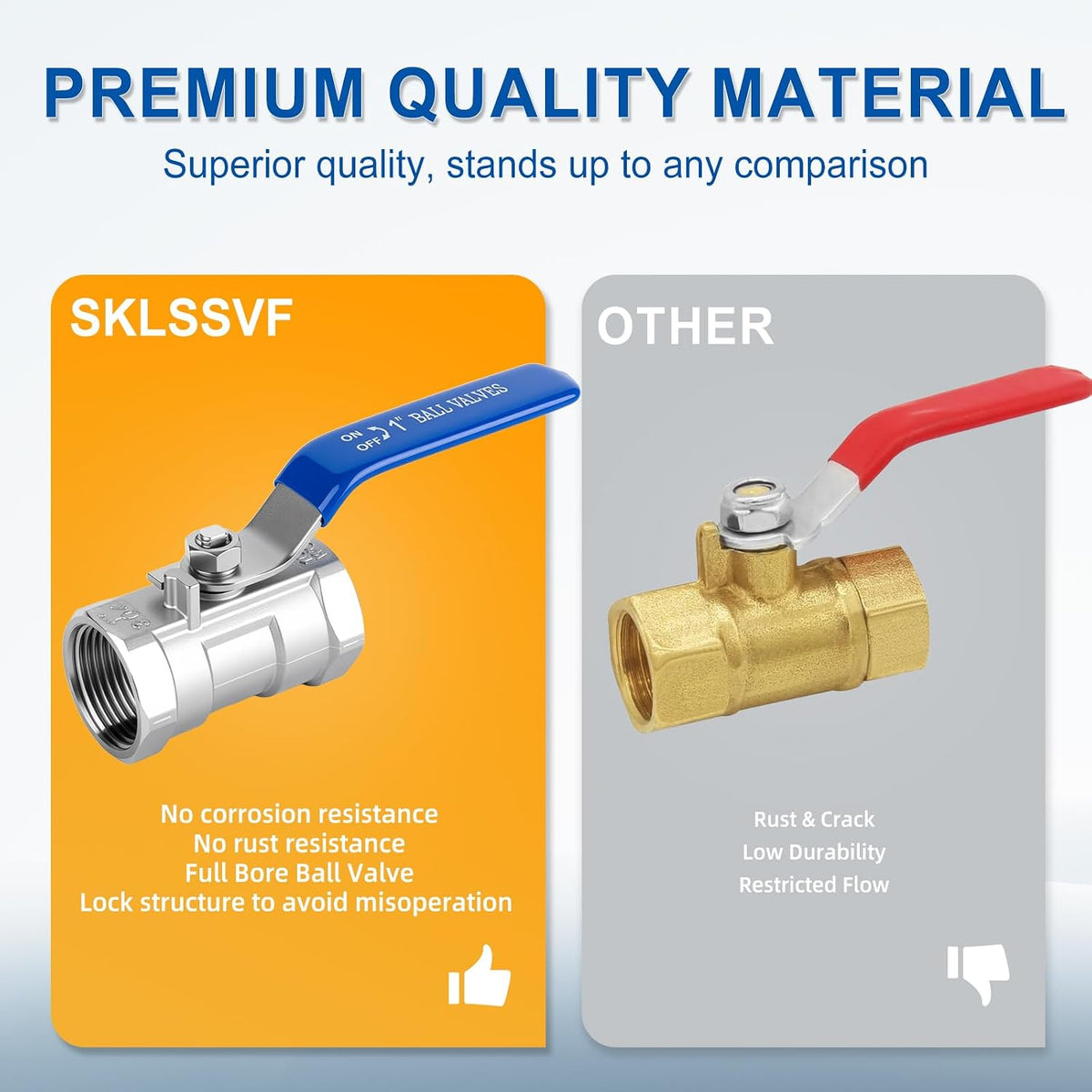2" FNPT Ball Valve, 304 Stainless Steel, 2 Pack