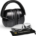 Shooting Ear & Eye Protection Kit, NRR 28 | Earmuffs and Z87.1+ clear/tinted safety glasses kit. Best indoor and