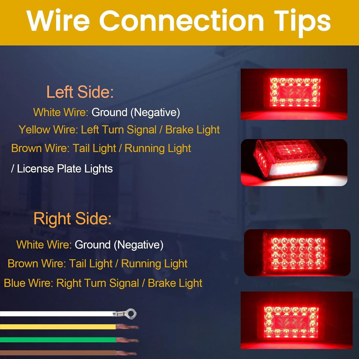 6" LED Trailer Light Kit, Submersible 12V Boat Trailer Lights