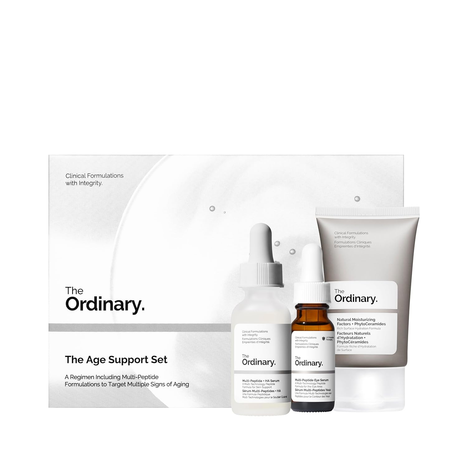Age Support Set - 3-Step Anti-Aging Skin Regimen with Multi-Peptide + HA, Multi-Peptide Eye Serum, and Natural
