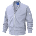Men’s Lightweight Bomber Jacket Casual Full Zip Spring Fall Windbreaker Coat with Pockets Light Gray M