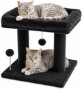 Small Cat Tree with Large Top Perch for Indoor Cats, Grey