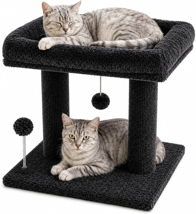 Small Cat Tree with Large Top Perch for Indoor Cats, Grey