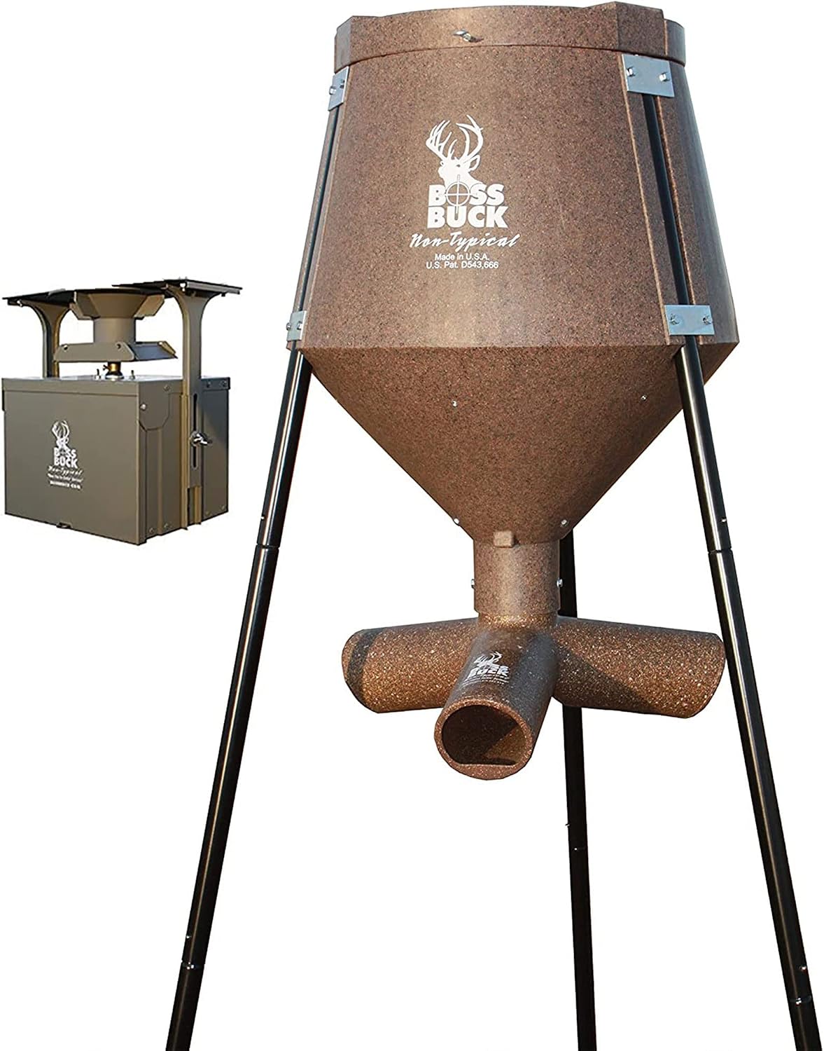 200 LB Deer Feeder/Hunting Durable Lightweight Plastic UV Protected Waterproof Game Feeder with Protein 3 Feed Tubes