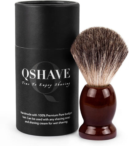 100% Best Original Pure Badger Hair Shaving Brush Handmade. Real Wood Base. Perfect for Wet Shave, Safety Razor