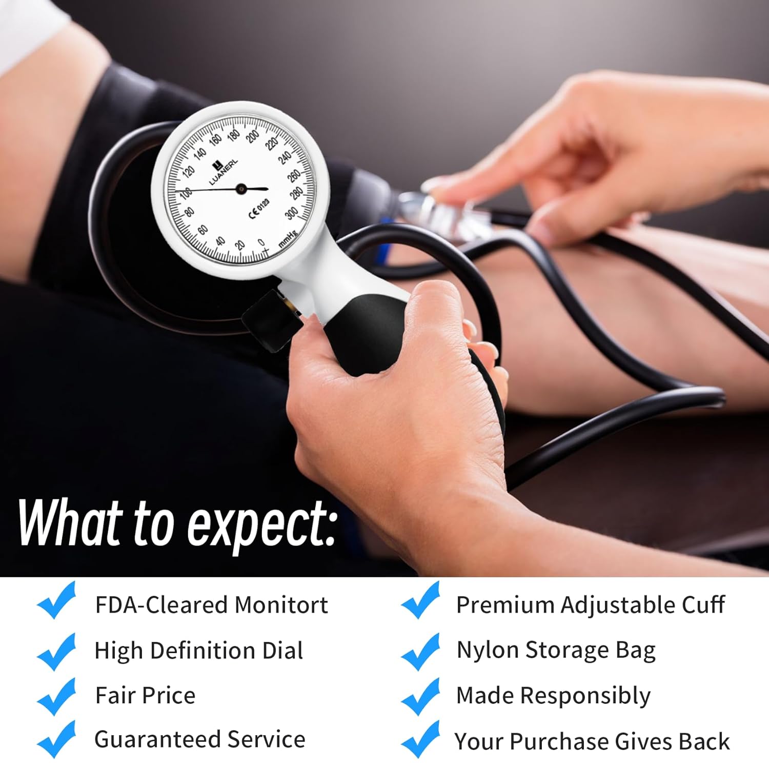 Manual Blood Pressure Cuff Adult 9”-21” Inches (22-53CM) (Large/XL)- Aneroid Sphygmomanometer -Extra Large with