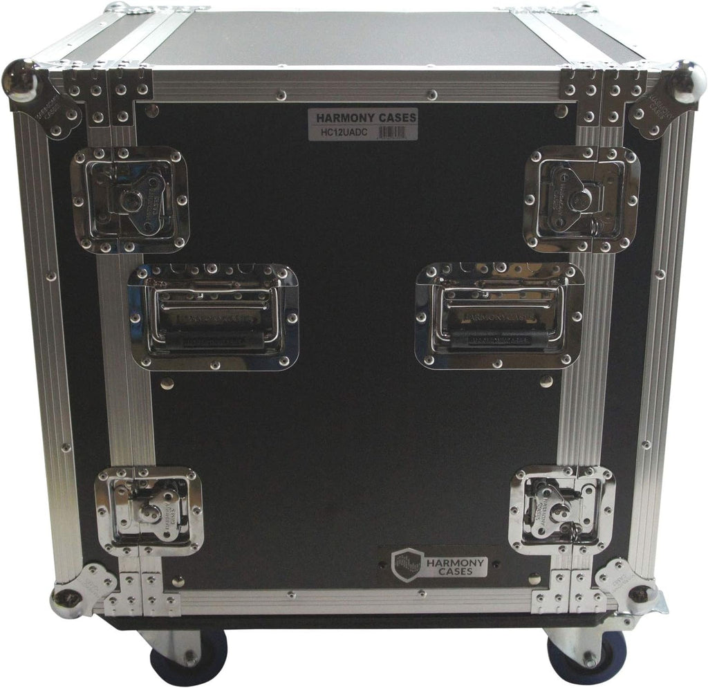 12U Amp Rack Case with Wheels Vertical Amplifier DJ Flight | Rolling protection for power gear on the road, 12-space