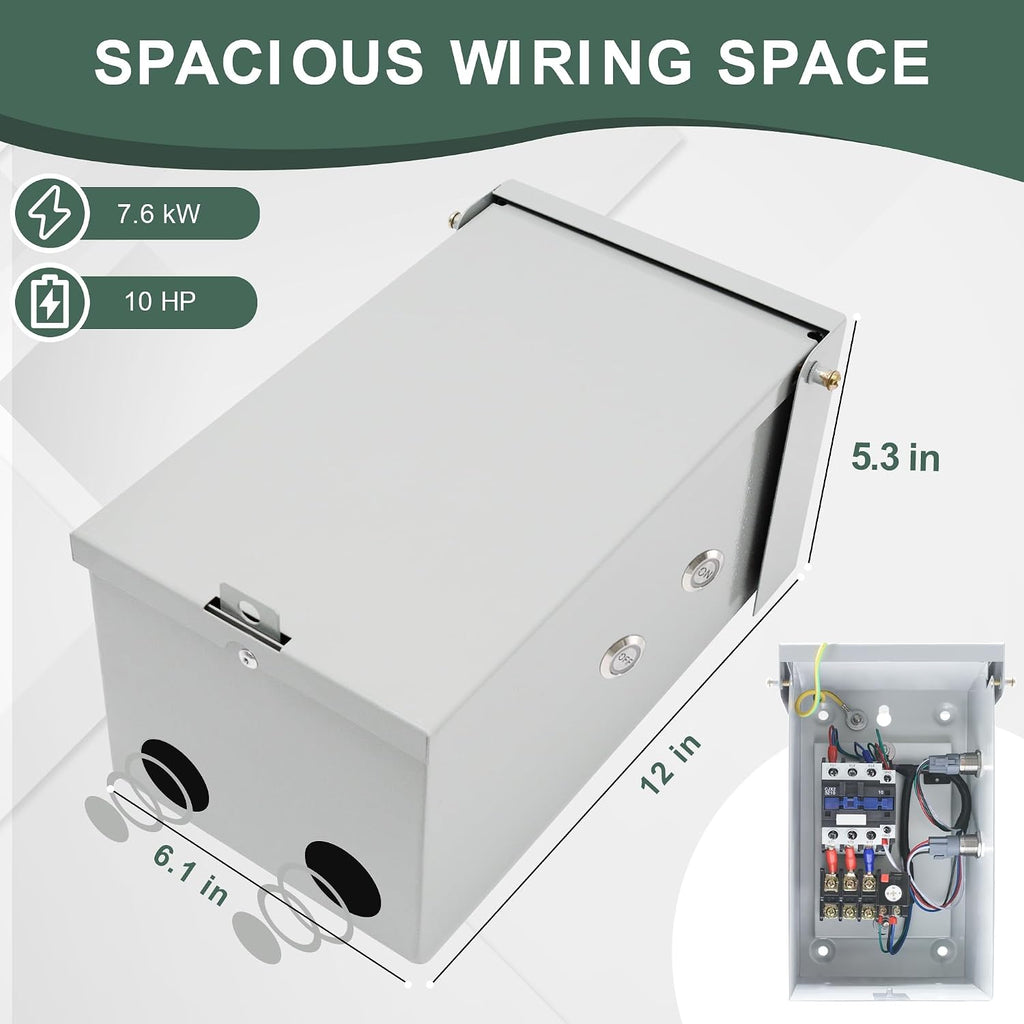 10 Hp Single Phase Magnetic Motor Starter, 220-240V 7.6kW 20-32 Amp