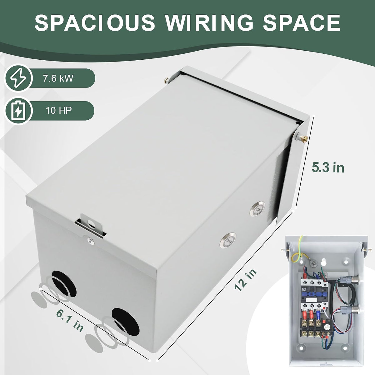 10 Hp Single Phase Magnetic Motor Starter, 220-240V 7.6kW 20-32 Amp