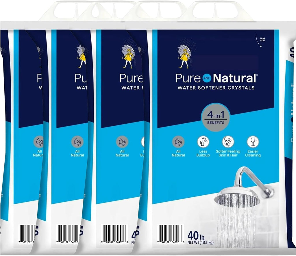(4 Pack) Water Softener Salt Crystals | Natural High-Purity Salt for Softer Skin, Reduced Buildup, Easy Cleaning - 40