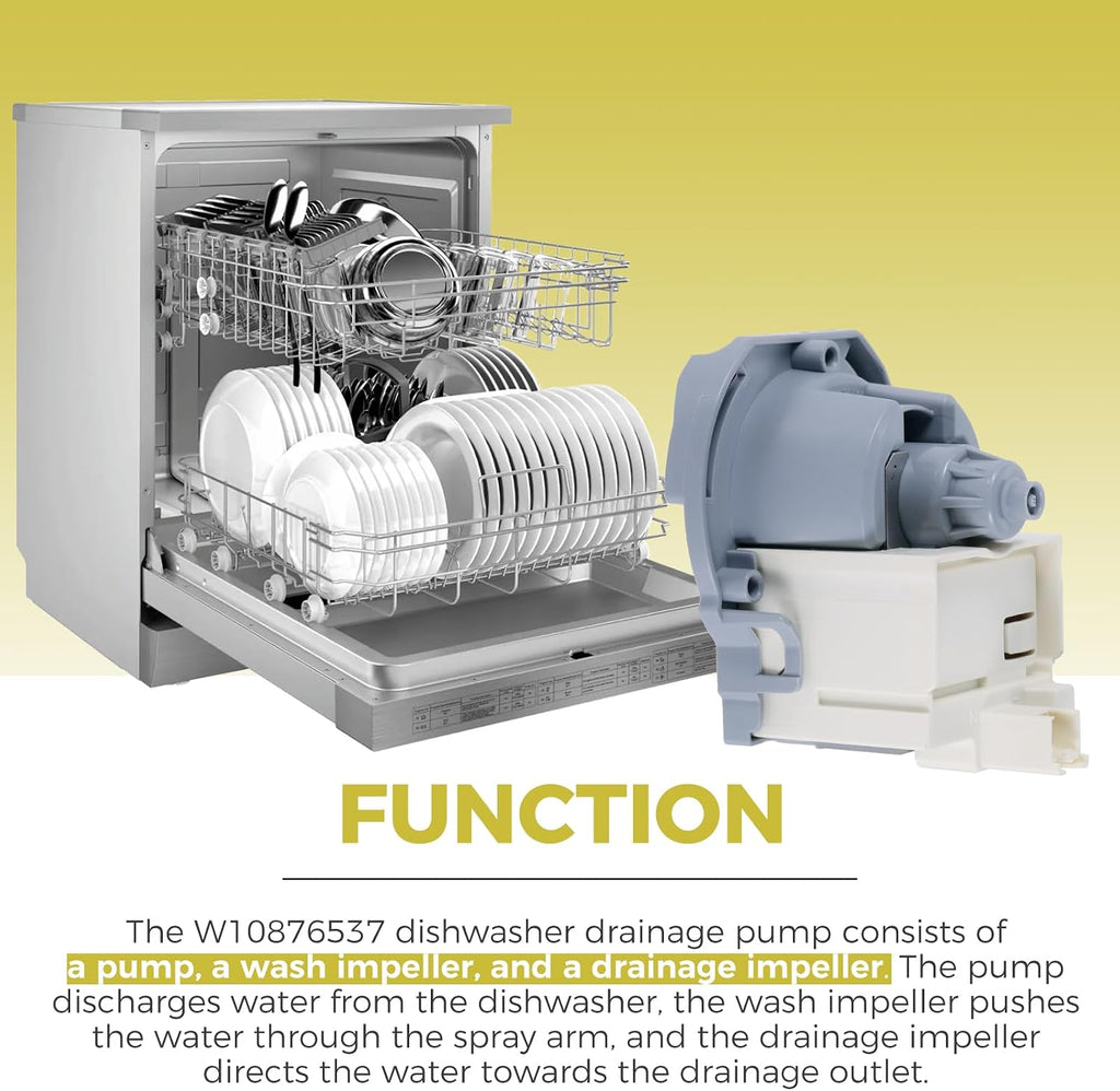 W10876537 Dishwasher Drain Pump Replacement for Whirlpool