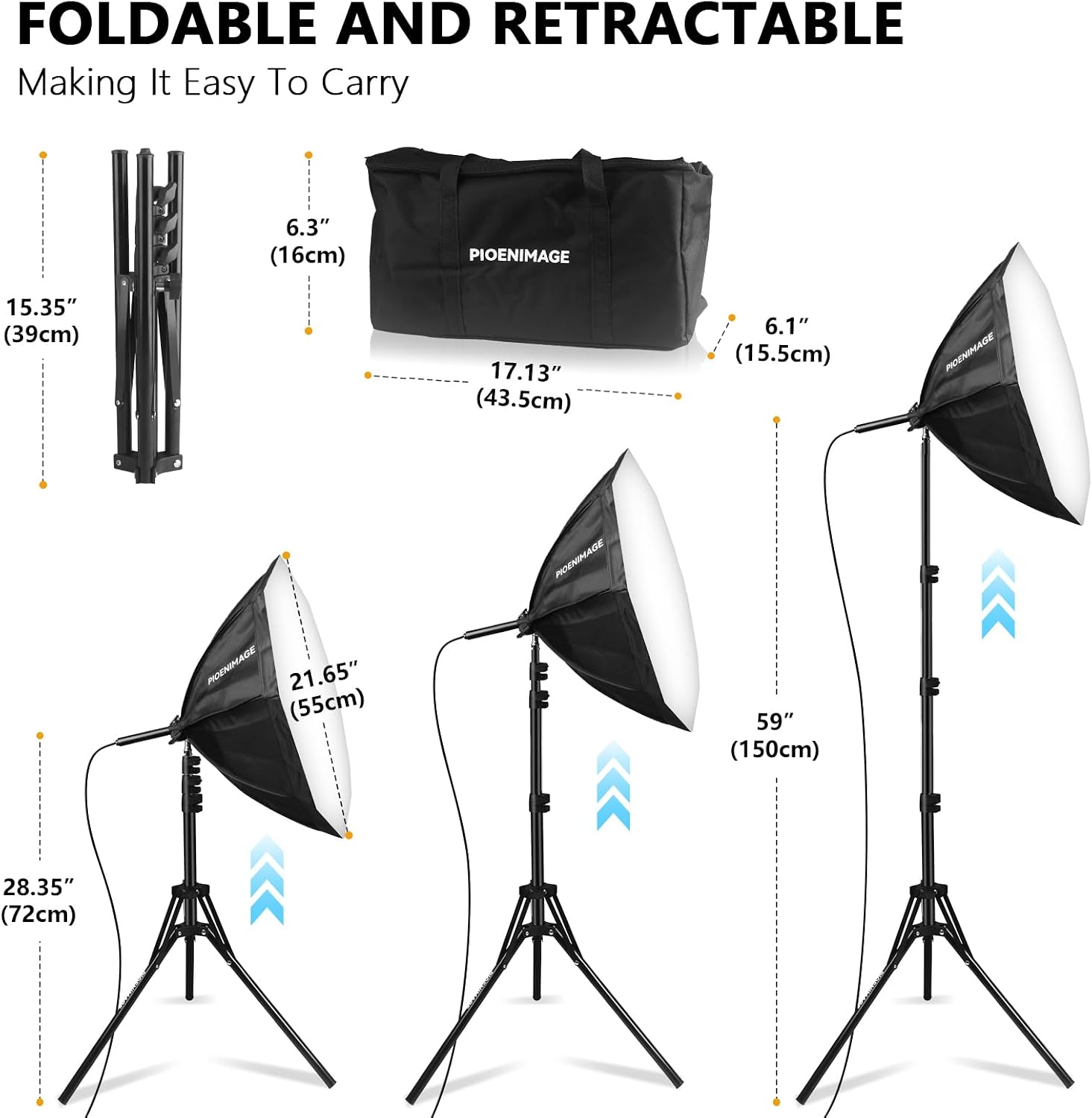 Softbox Lighting Kit, Softbox Photography Lighting Set | 21.6in Soft Box Lighting Set, Photography Lights, 85W