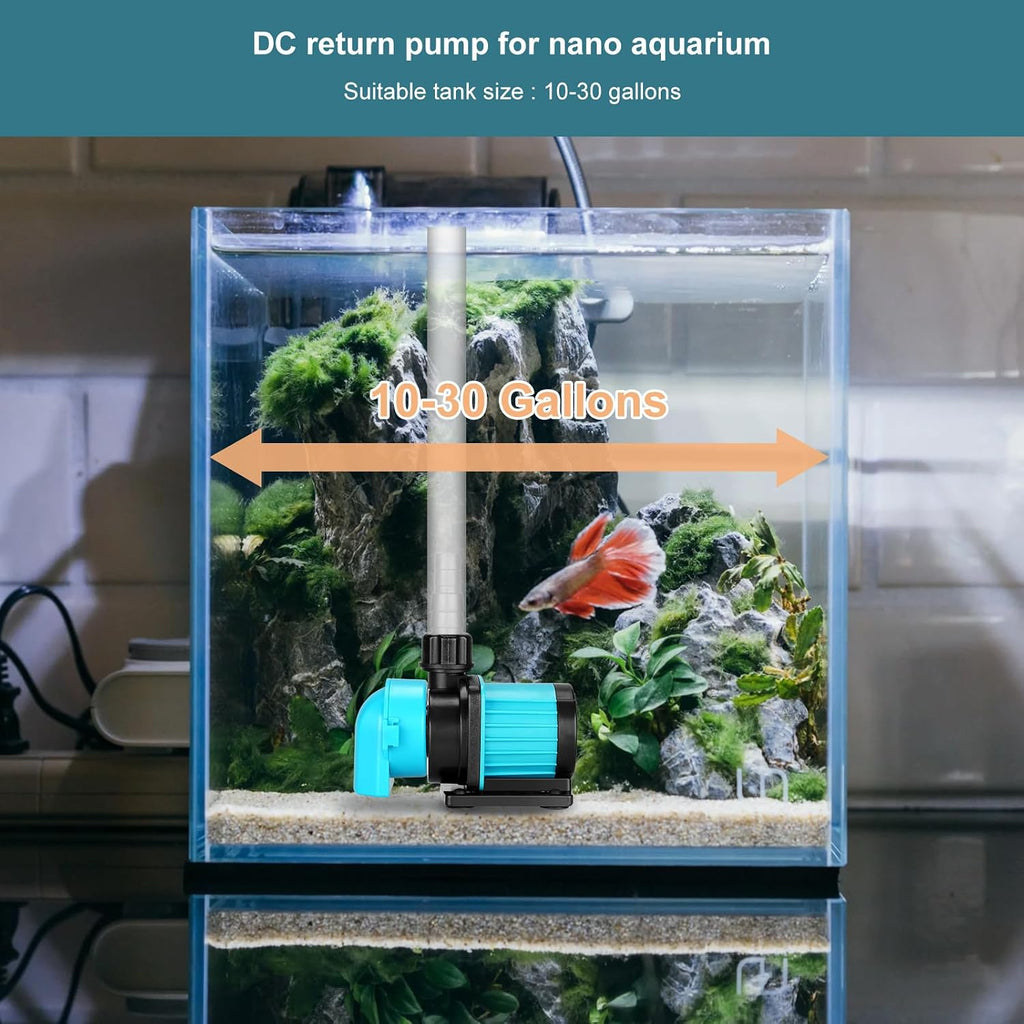 400GPH Aquarium Return pump with LCD display controller, 15W DC 24V aquarium pump for saltwater freshwater