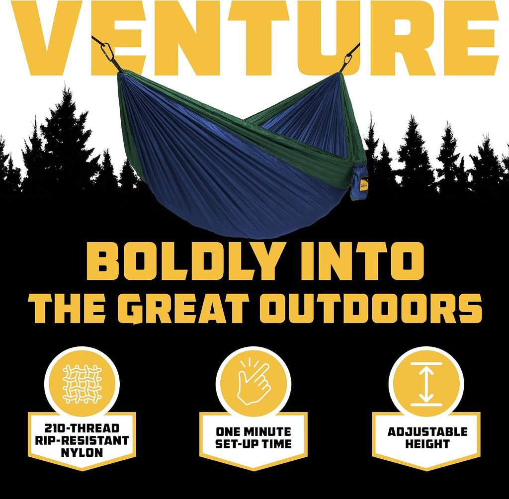 Camping Hammock – up to 500lbs Portable Hammock with Tree Straps - Travel, Backpacking, Hiking, Outdoors Camping Gear