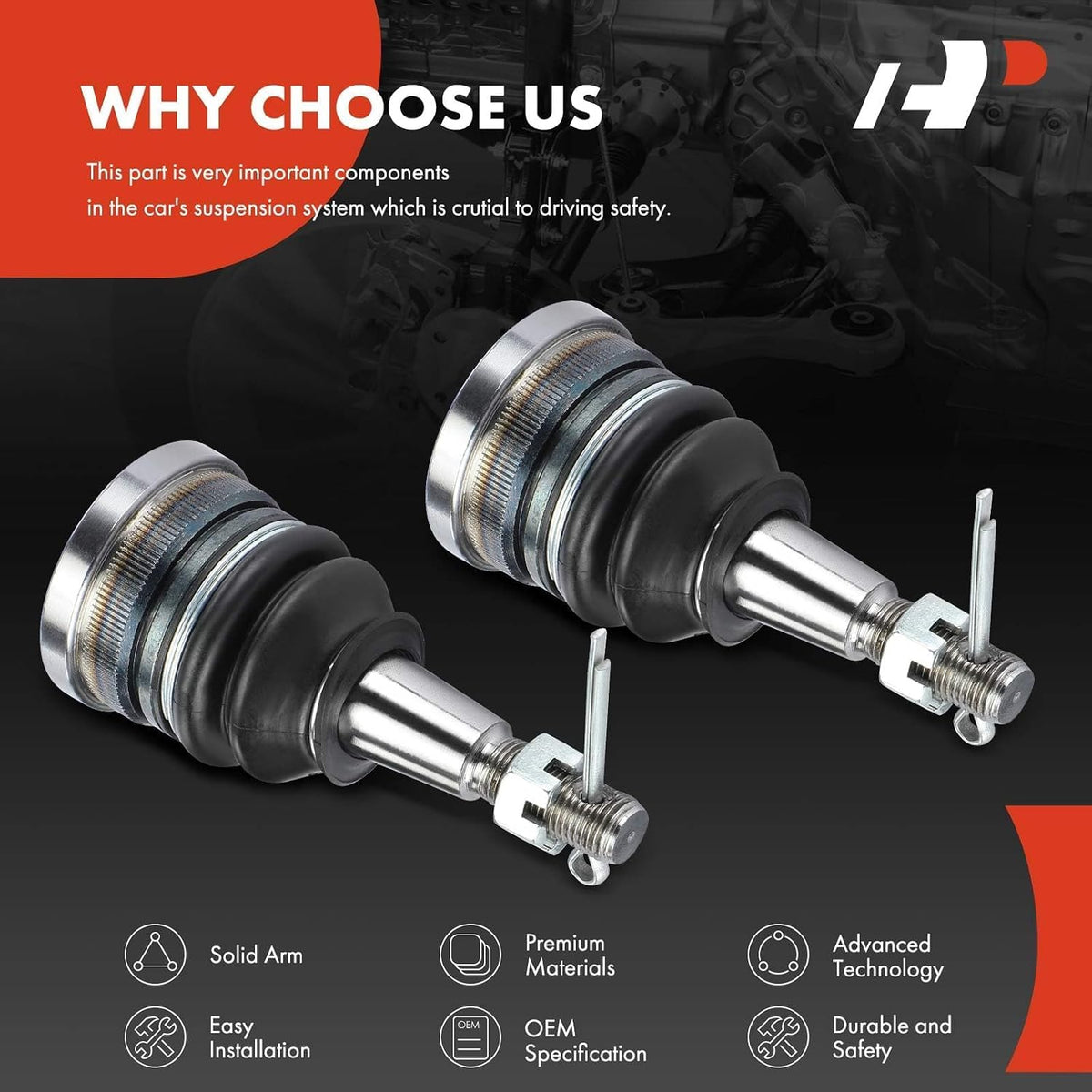 A-Premium Front Upper Ball Joint, Compatible with Chevy & GMC & Cadillac